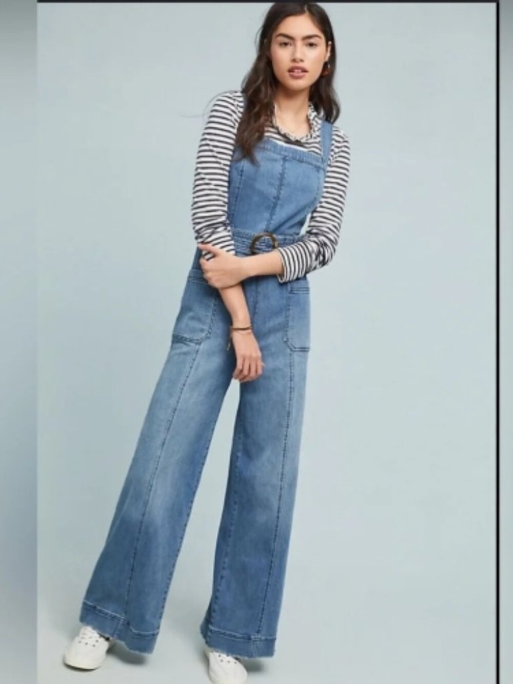 Like New! PILCRO Wide Leg Belted Denim Jumpsuit Cotton Blend Size 4